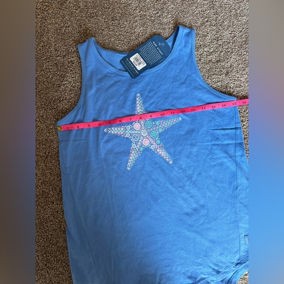Life Is Good Blue Crusher Tank Top with Vintage Star Design - Picture 5 of 8